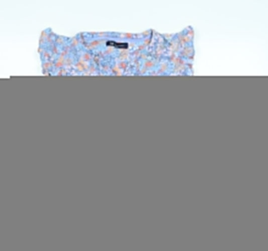 Crewe clothing Co Womens Blue Floral Cotton Basic Blouse Size 12 Crew Neck - Logo