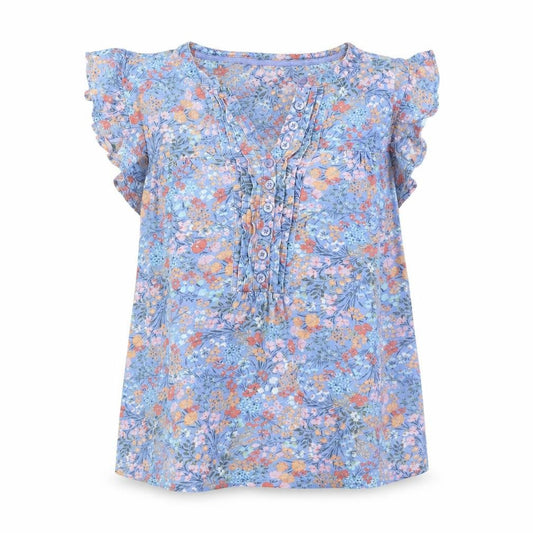 Womens UK Size 12 Crewe clothing Co Blue Cotton Blouse