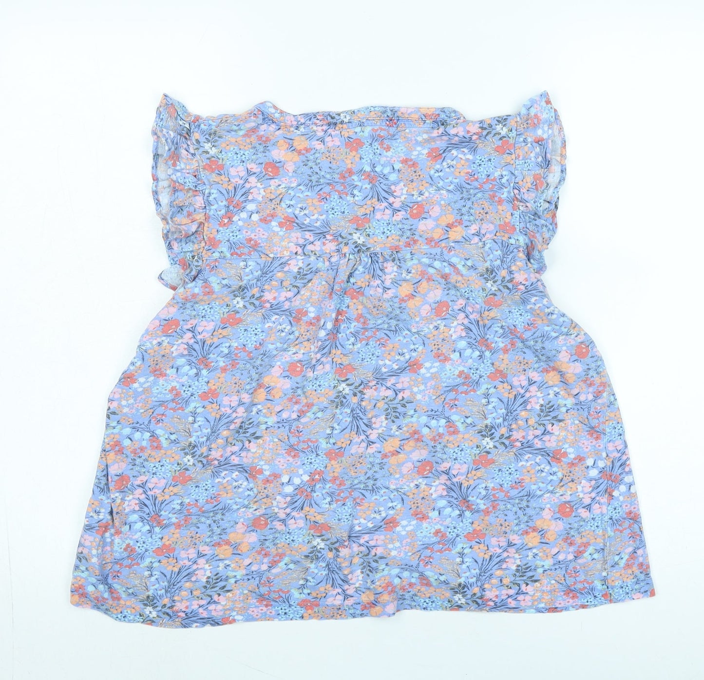 Crewe clothing Co Womens Blue Floral Cotton Basic Blouse Size 12 Crew Neck - Logo