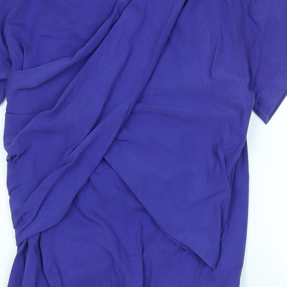 Carven Womens Purple Cotton Bodycon Size L Crew Neck - Logo