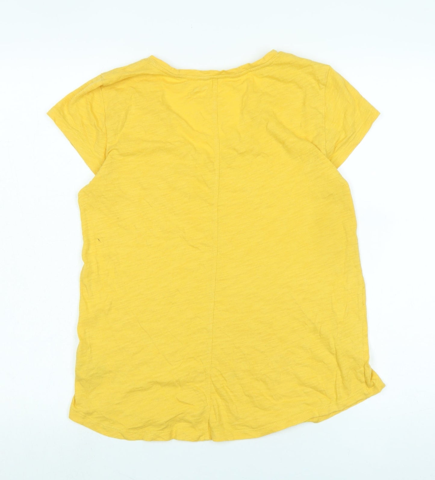 Gap Womens Yellow Cotton Basic T-Shirt Size S V-Neck - Logo