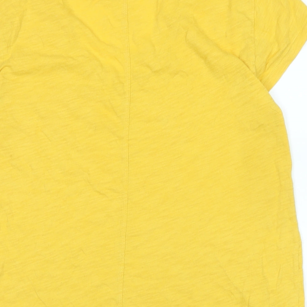 Gap Womens Yellow Cotton Basic T-Shirt Size S V-Neck - Logo