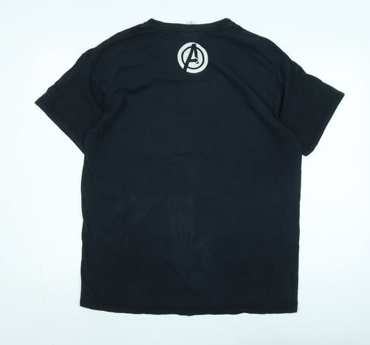 The Avengers Mens Black Cotton T-Shirt Size L Crew Neck - Logo - The Avengers
