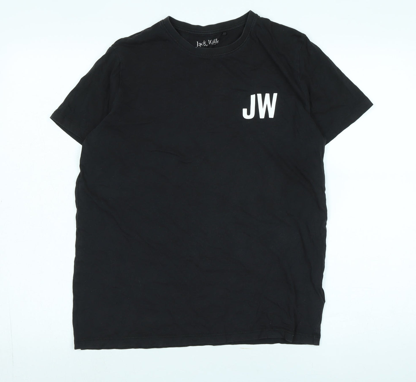 Jack Wills Mens Black Cotton T-Shirt Size S Crew Neck - Logo