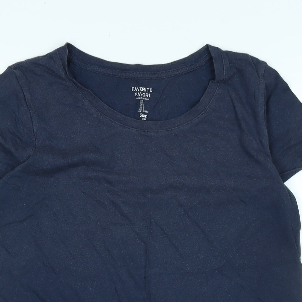 Gap Womens Blue Cotton Basic T-Shirt Size M V-Neck - Logo