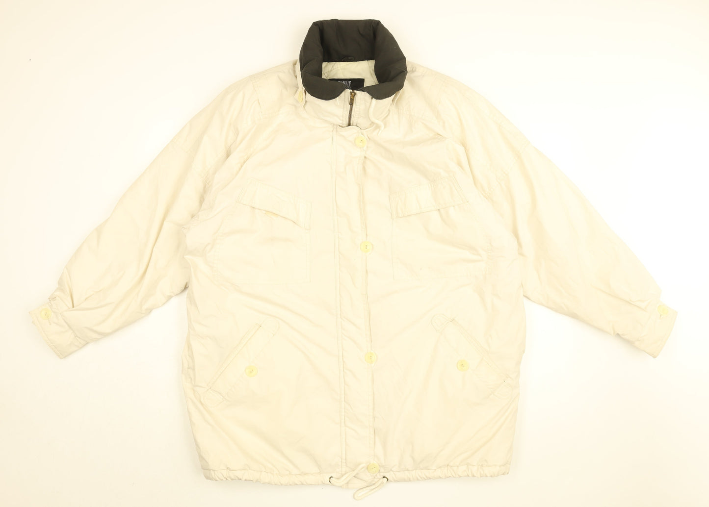 Towne Mens Ivory Overcoat Coat Size L Zip