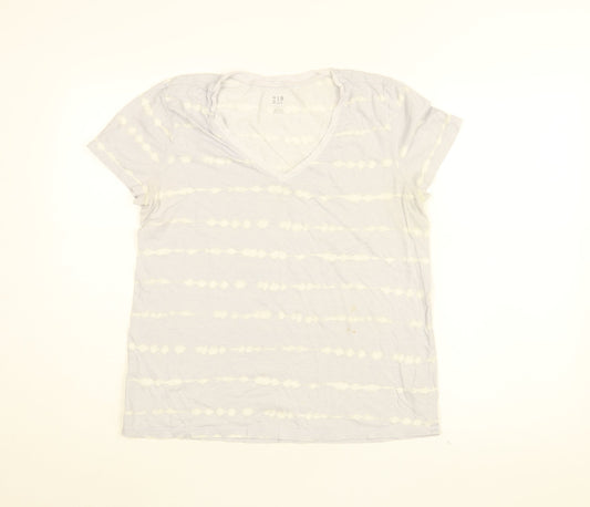Gap Womens Purple Geometric Cotton Basic T-Shirt Size L V-Neck - Tie Dye