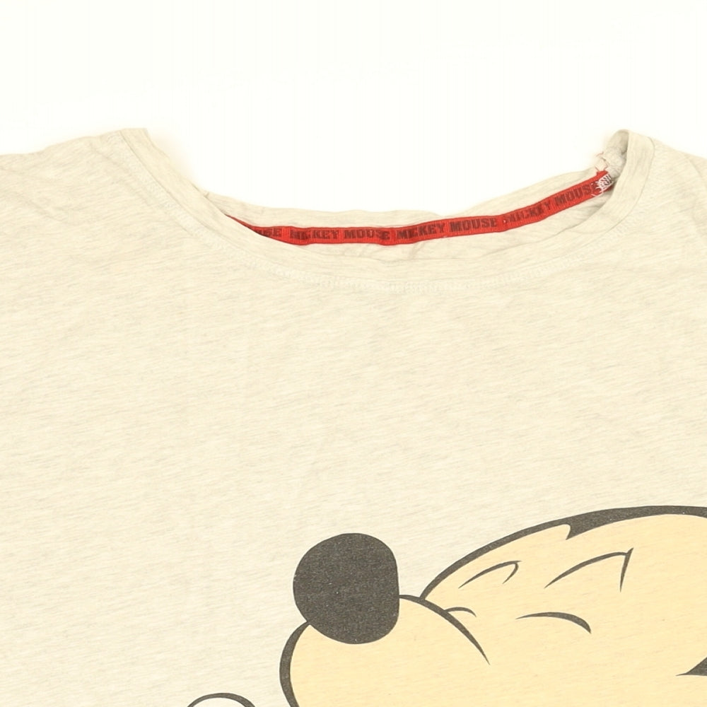 Disney Womens Grey Cotton Basic T-Shirt Size 2XL Round Neck - Mickey Mouse