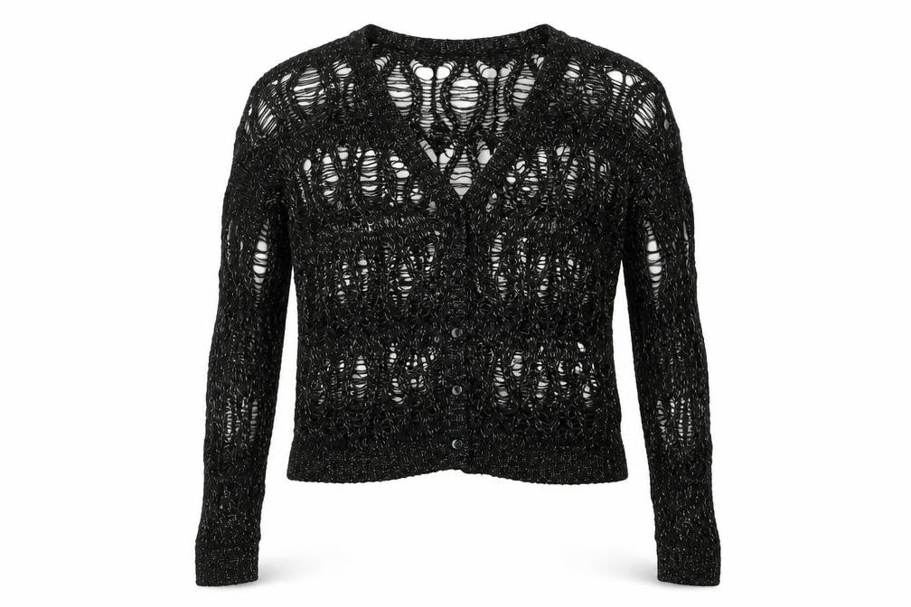 Brave Soul Womens Black V-Neck Acrylic Cardigan Jumper Size 14