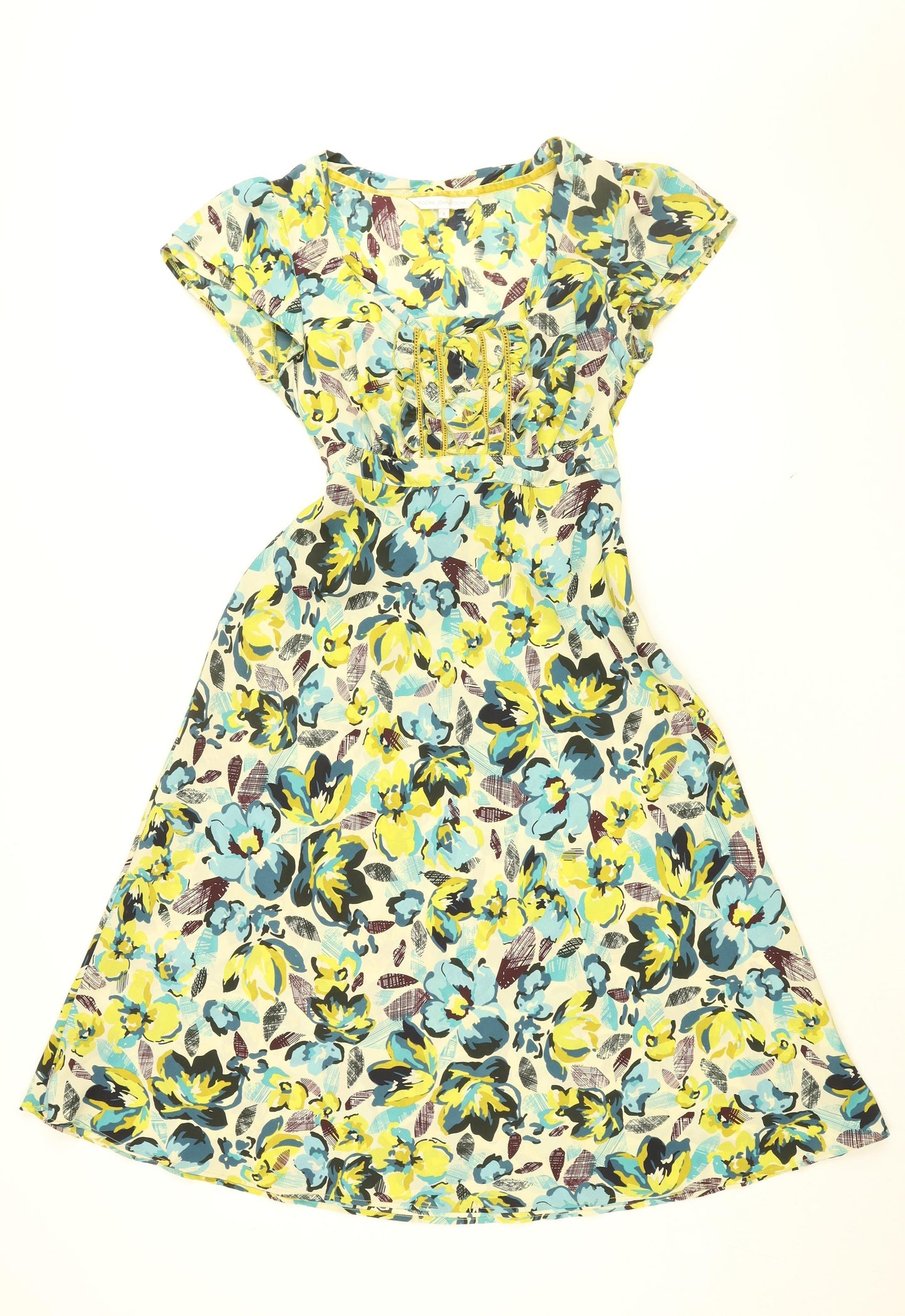 Rocha John Rocha Womens Multicoloured Floral Polyester A-Line Size 8 Round Neck Pullover
