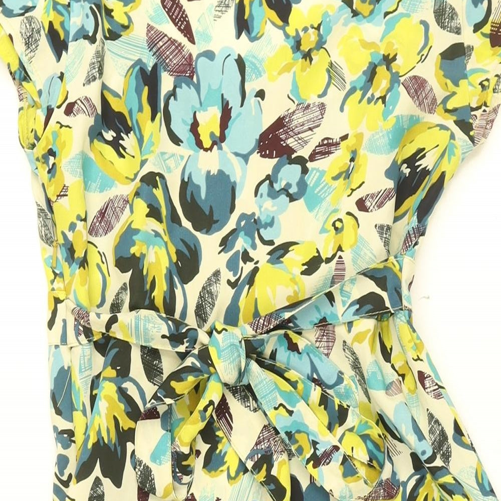 Rocha John Rocha Womens Multicoloured Floral Polyester A-Line Size 8 Round Neck Pullover
