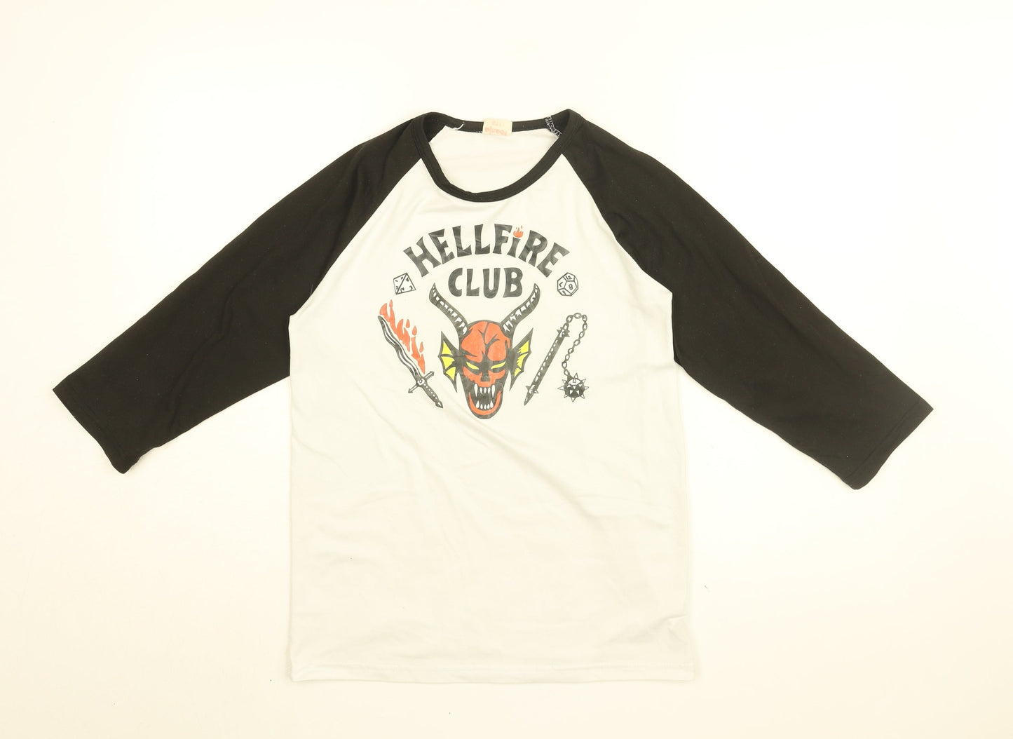 Stranger Things Boys White Polyester Basic T-Shirt Size 15-16 Years Round Neck Pullover - Hellfire Club