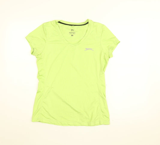 Slazenger Womens Green Polyester Basic T-Shirt Size 12 V-Neck Pullover