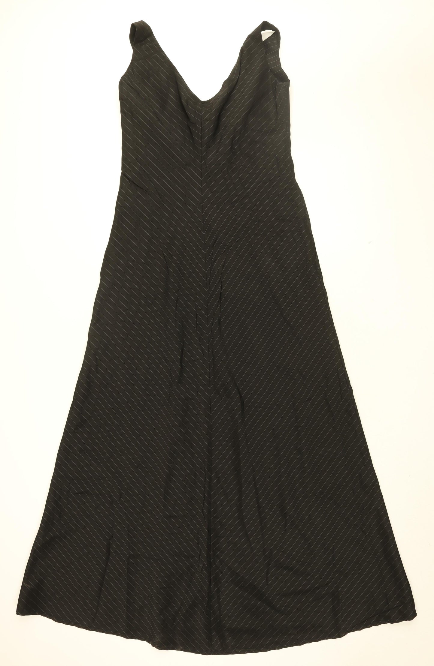 James Lakeland Womens Black Striped Polyester A-Line Size 14 V-Neck Zip