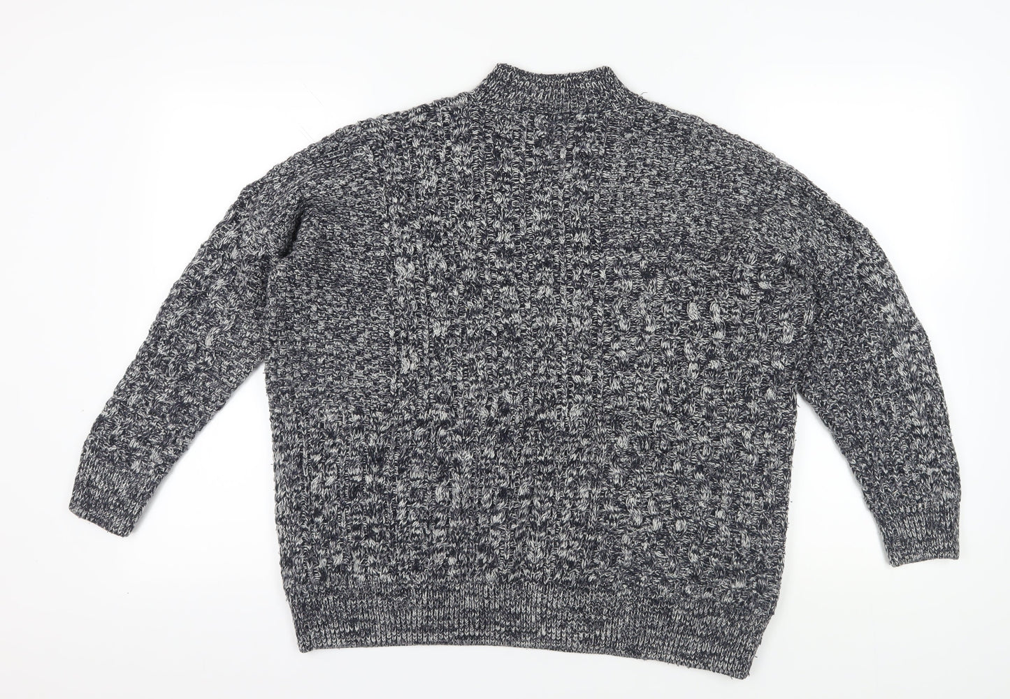 Topshop Grey Mock Neck Chunky-Knit Jumper Size 14
