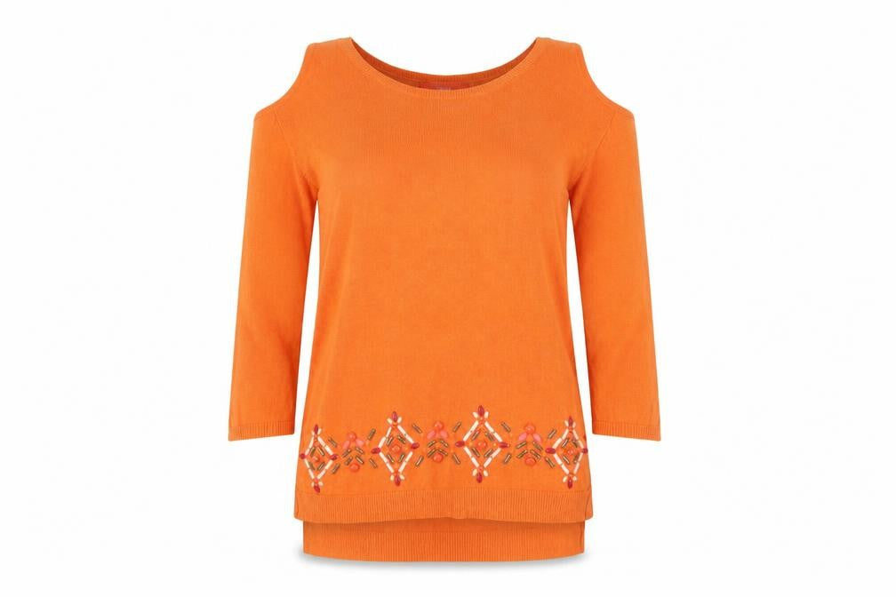 Front view of Next Orange Beaded jumper, UK 10 - Casual & Chic