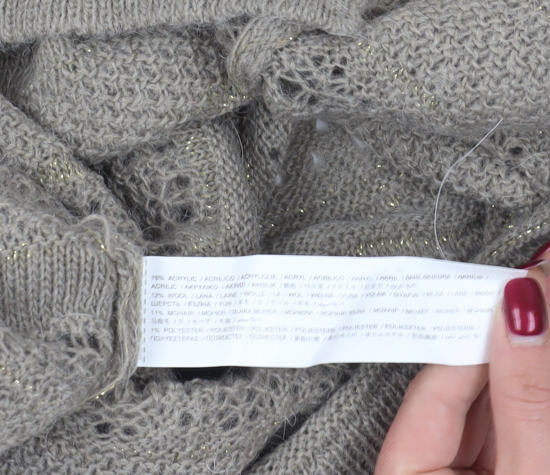 Mango Beige Open-Knit Pullover Jumper, Size 12