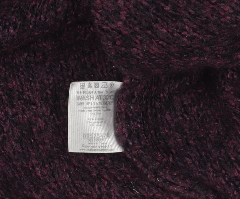Marks & Spencer Purple Cardigan, L, Wool Blend, 3/4 Sleeve
