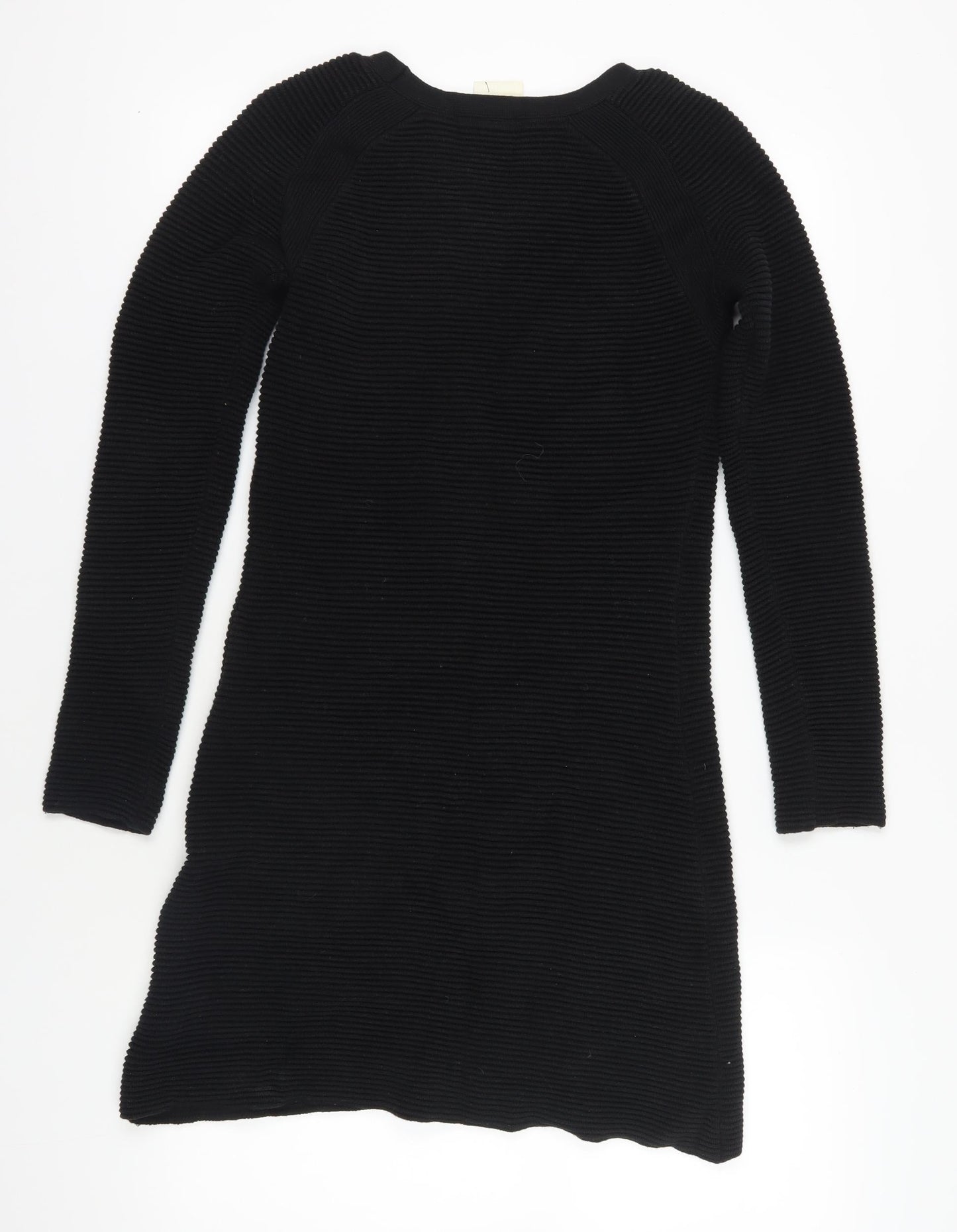 ASOS Black Cotton Knit Dress, Size 10, Long Sleeve