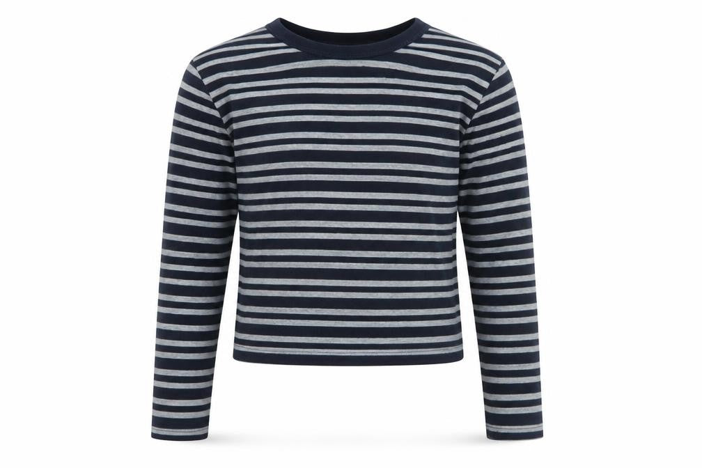 STR Black Striped Cropped T-Shirt - Size 12