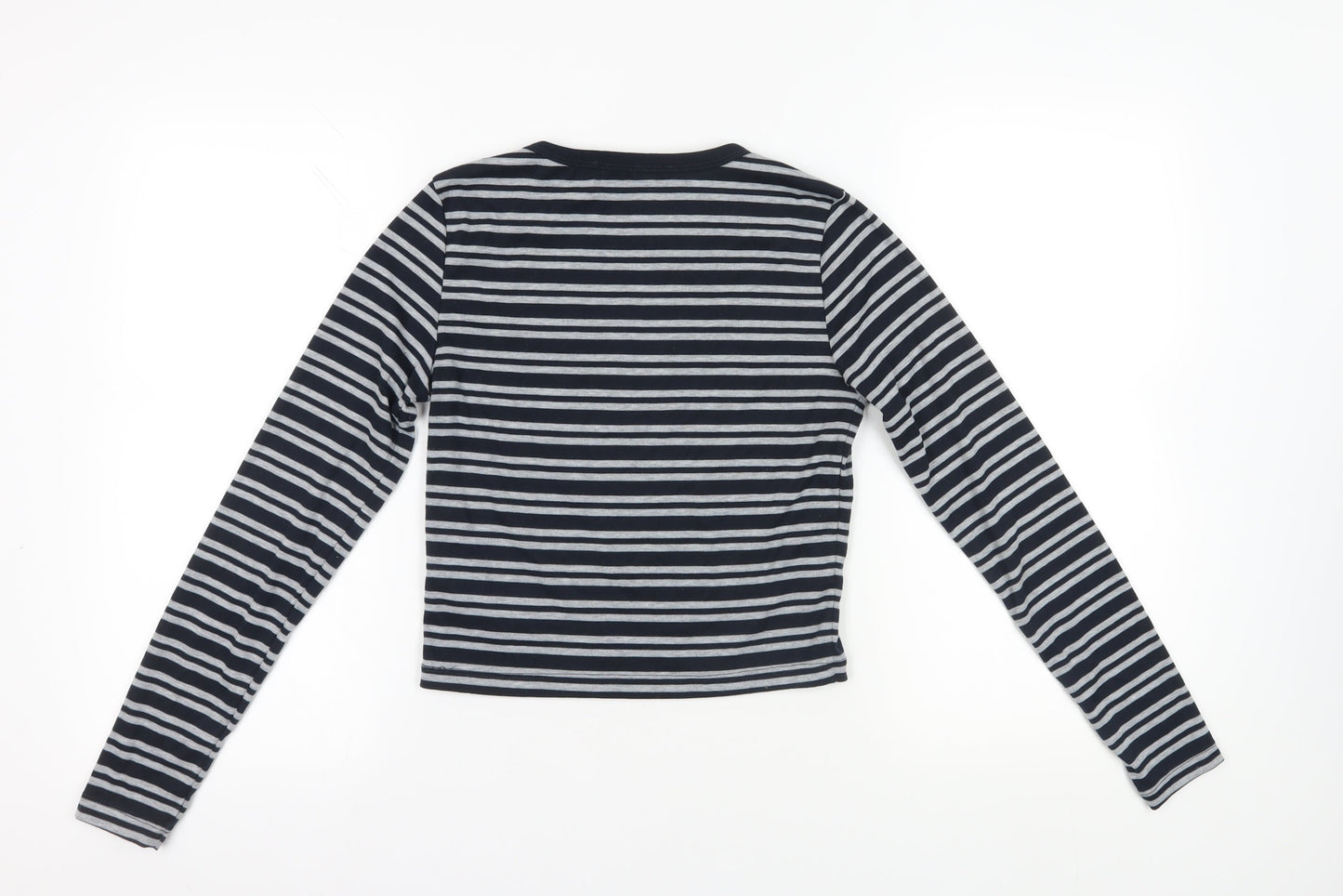 STR Black Striped Cropped T-Shirt - Size 12