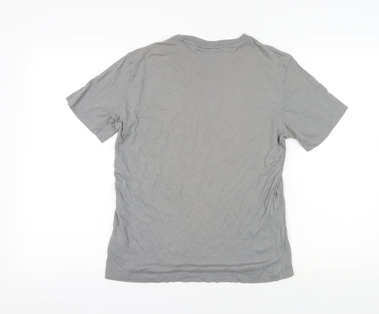 H&M Grey Cotton T-Shirt XS Regular Fit Crew Neck