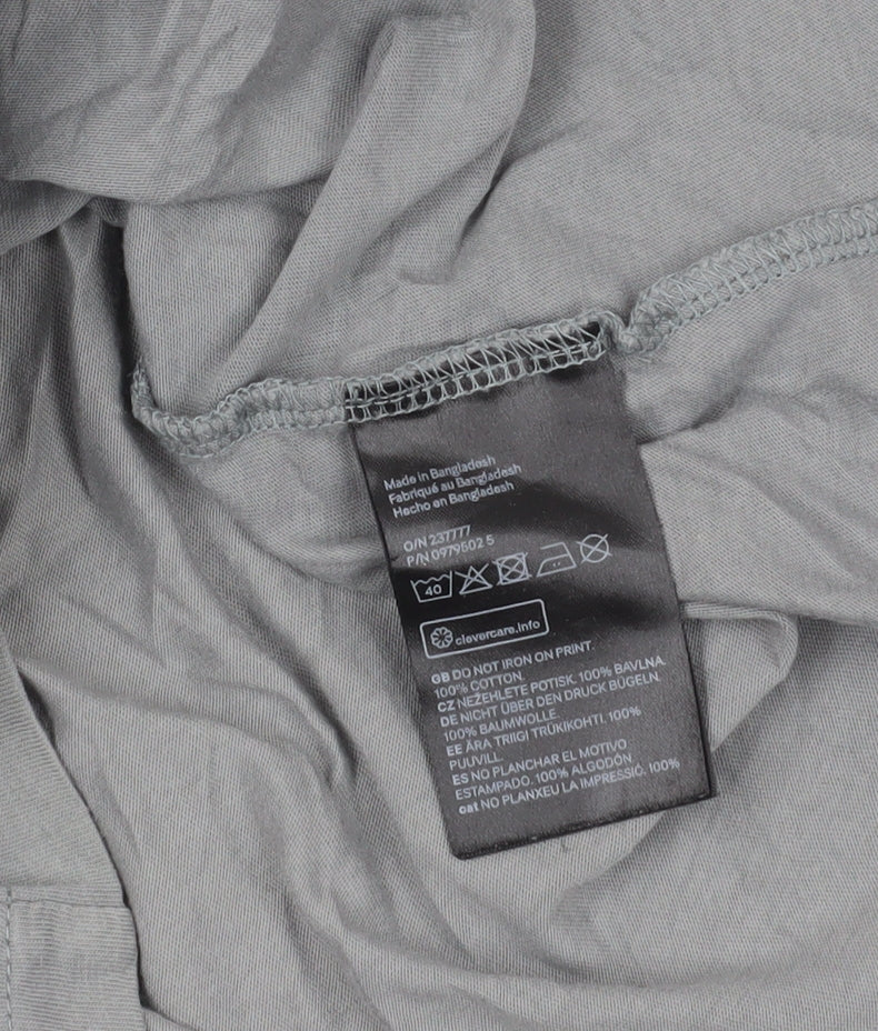 H&M Grey Cotton T-Shirt XS Regular Fit Crew Neck