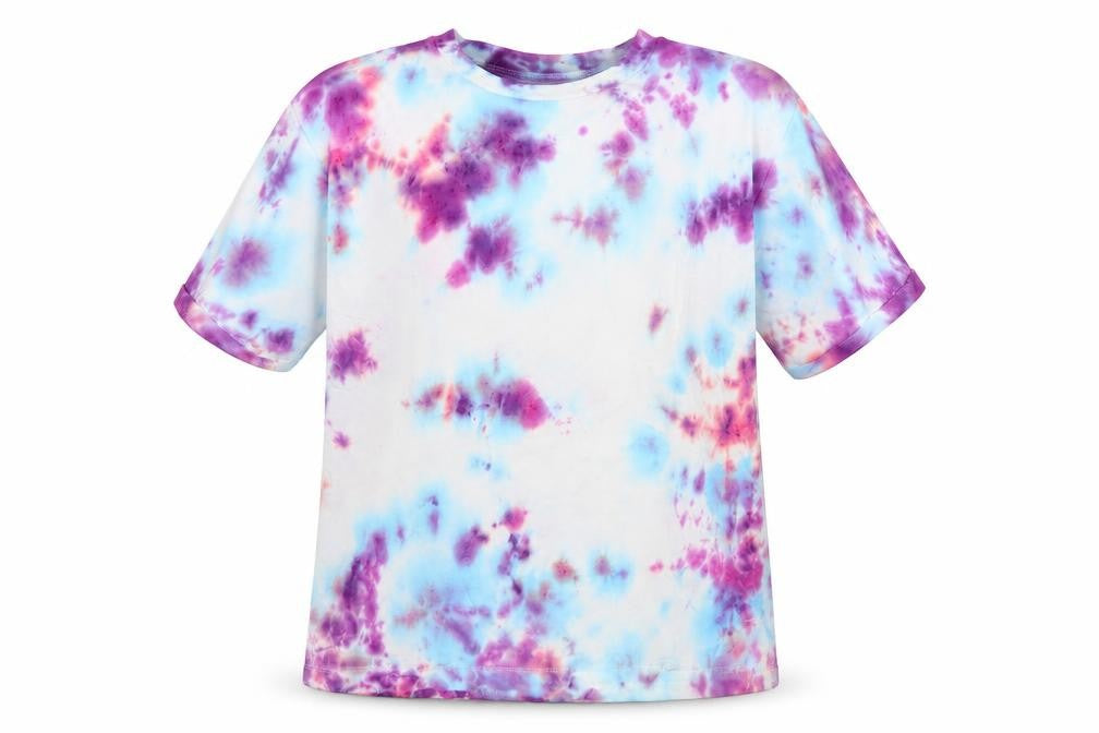 Front view of Next Multicoloured Tie-Dye T-Shirt, girls’ 6 years, organic cotton