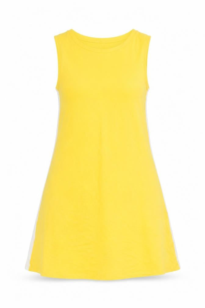 Front view of Pull&Bear Yellow Cotton Sleeveless Tank Dress, size 6