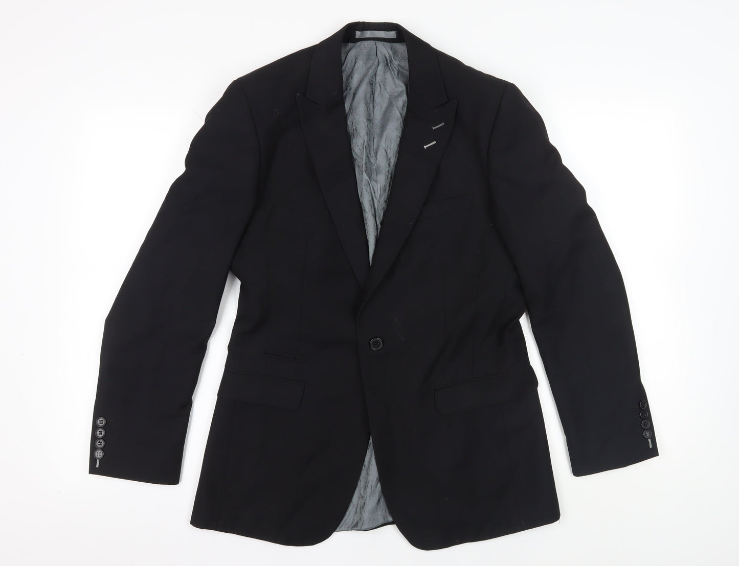 Men's Black Wool Blazer, Size M, Regular Fit