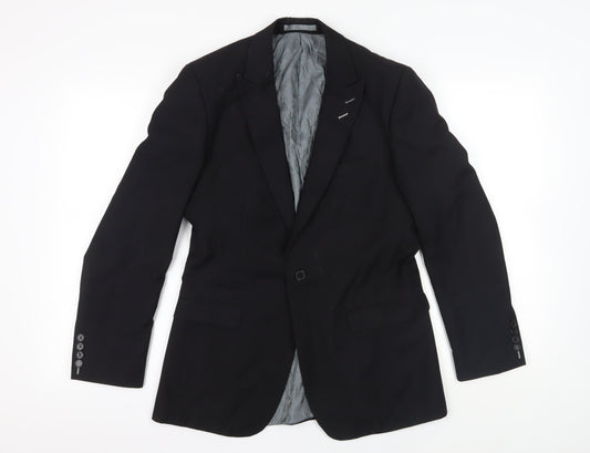 Men's Black Wool Blazer, Size M, Regular Fit