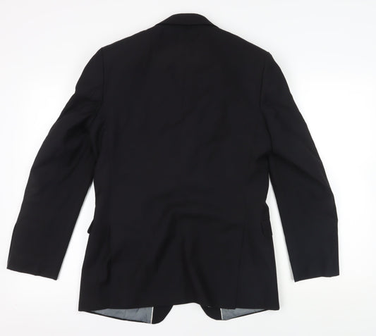 Men's Black Wool Blazer, Size M, Regular Fit