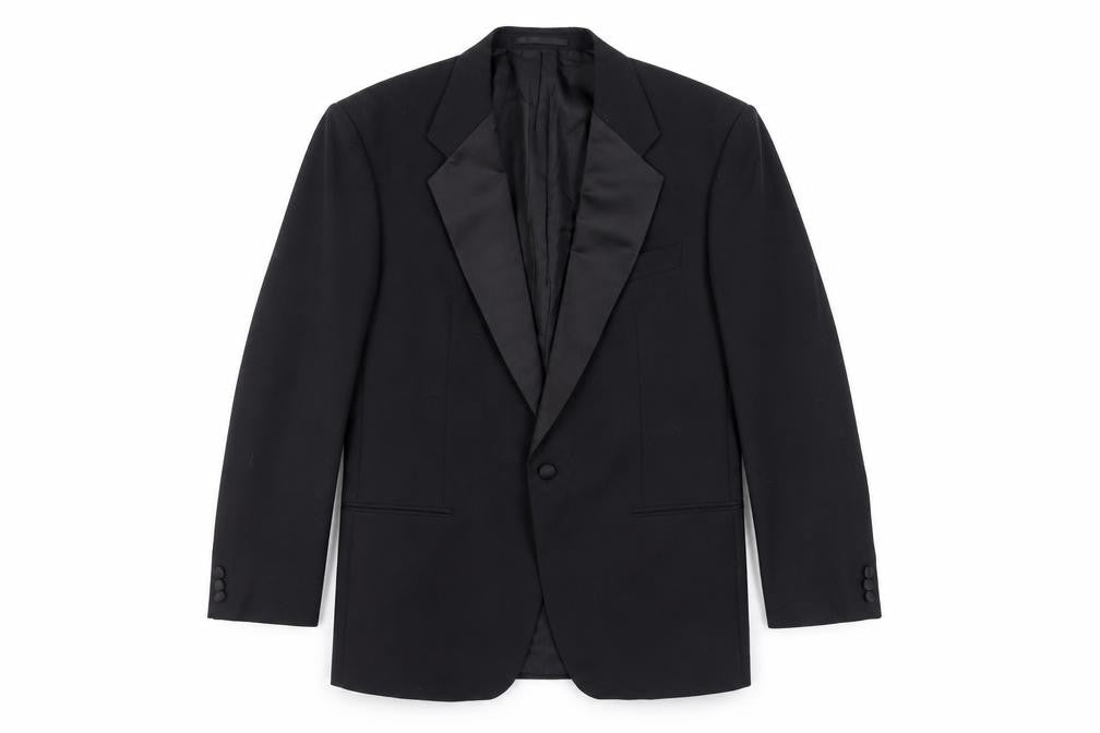 St Michael Black Wool Blend Tux Jacket Medium