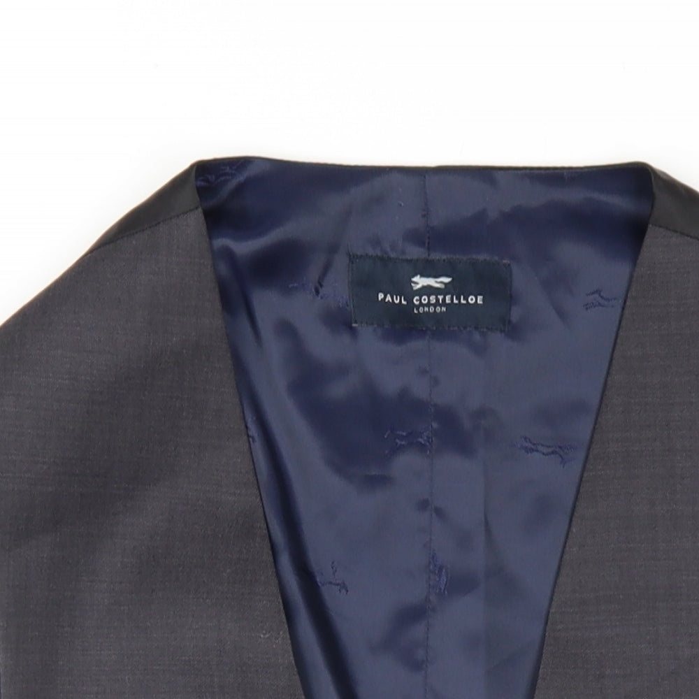 Paul Costelloe Mens Grey Wool Jacket Suit Waistcoat Size 38 Regular