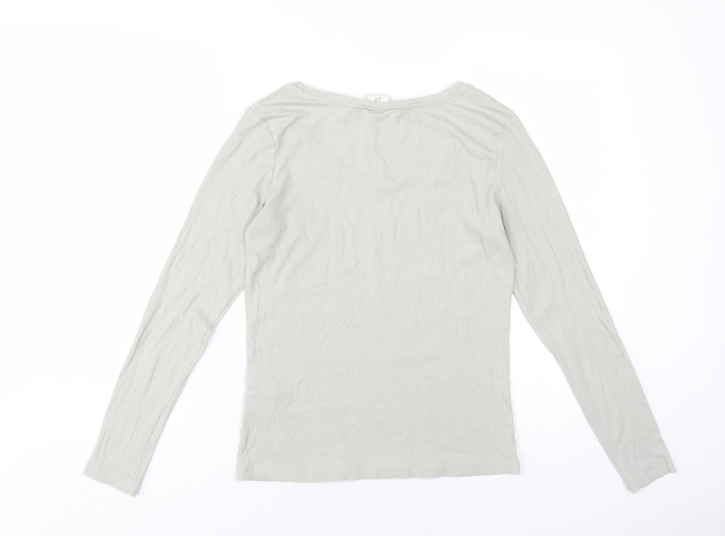 H&M Womens Grey Modal Basic T-Shirt Size L Scoop Neck