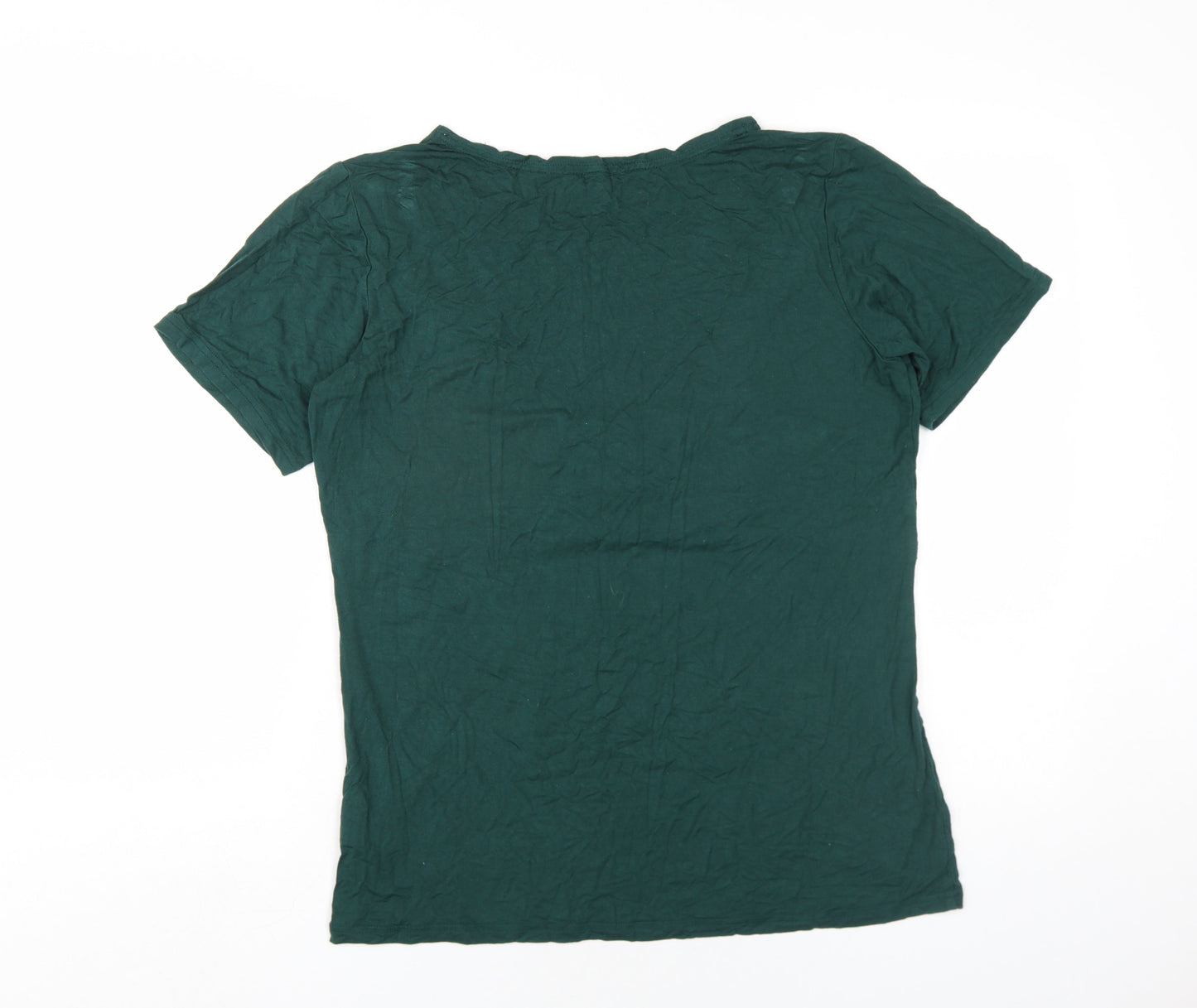 Small Show Womens Green Viscose Basic T-Shirt Size L Round Neck