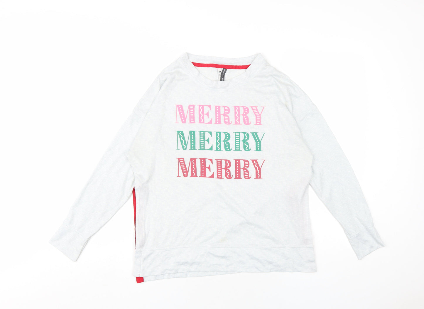 Jaclyn Intimates Womens Grey Polyester Basic T-Shirt Size M Round Neck - Merry Merry Merry