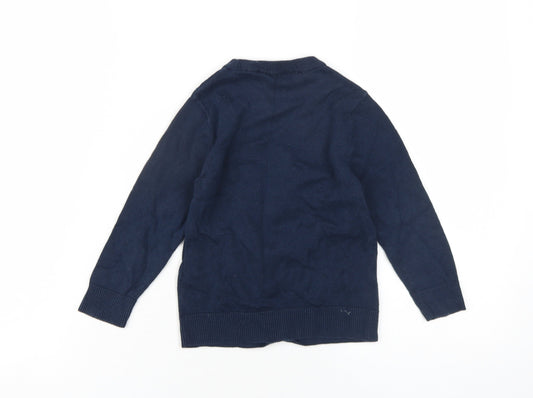 H&M Boys Blue Crew Neck Cotton Pullover Jumper Size 2-3 Years Pullover - Ho Ho Ho Santa