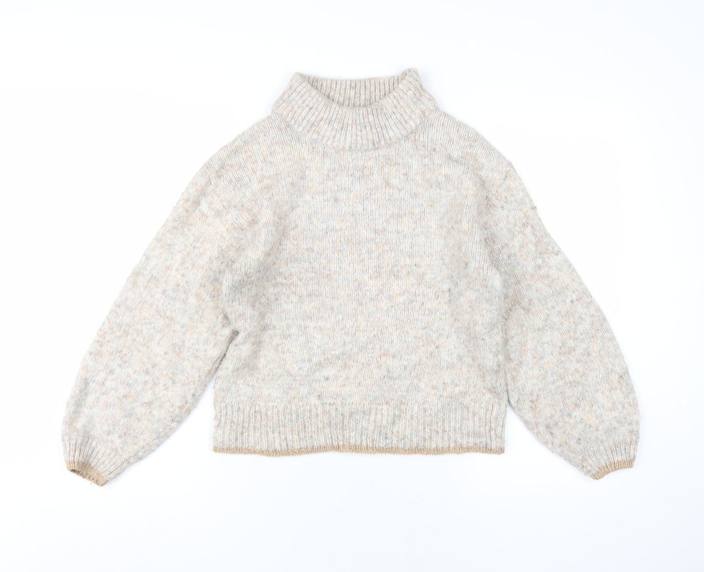 Dorothy Perkins Womens Beige Mock Neck Acrylic Pullover Jumper Size 8