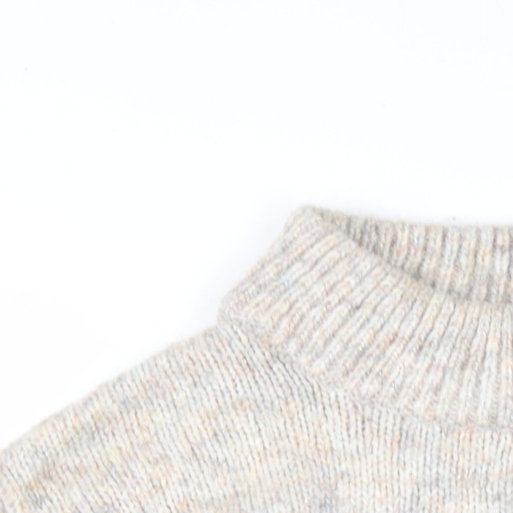 Dorothy Perkins Womens Beige Mock Neck Acrylic Pullover Jumper Size 8