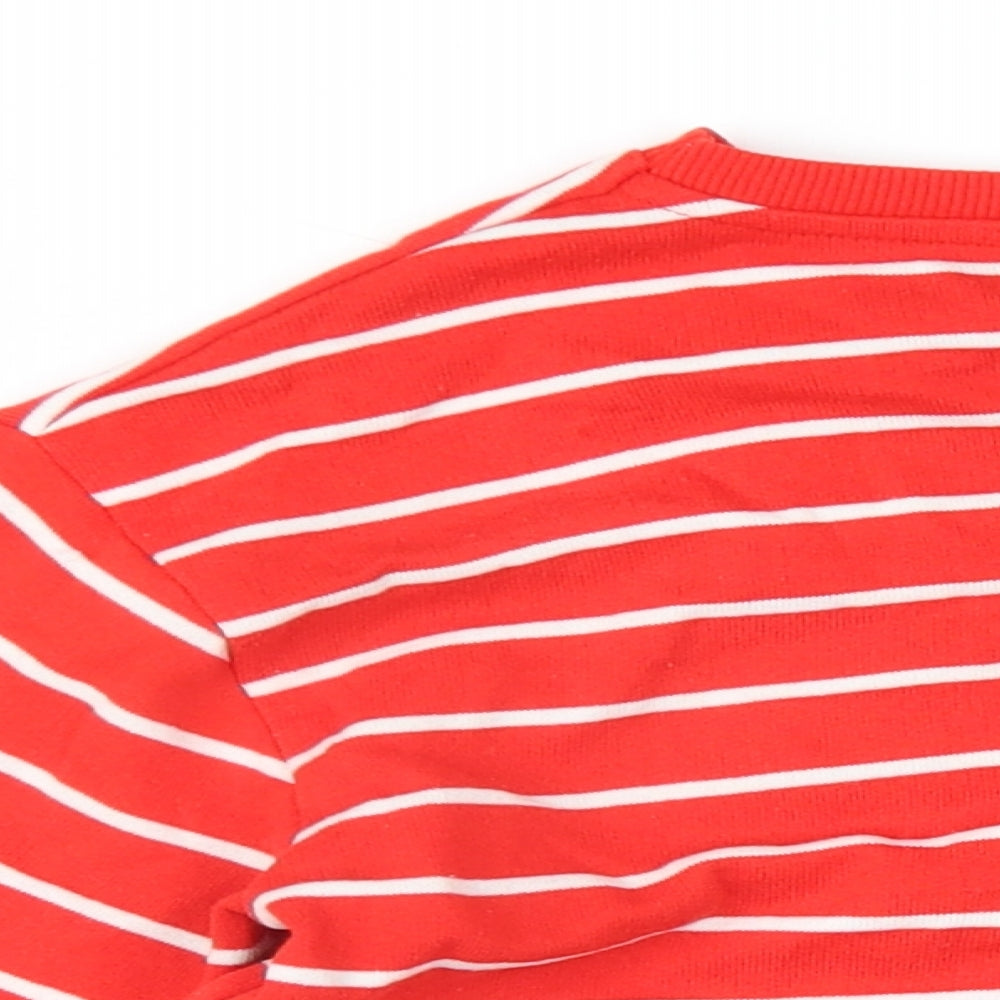 Marks and Spencer Girls Red Striped Polyester Pullover Sweatshirt Size 9-10 Years Pullover