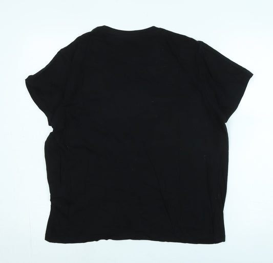 Brave Soul Mens Black Cotton T-Shirt Size M Crew Neck - Logo