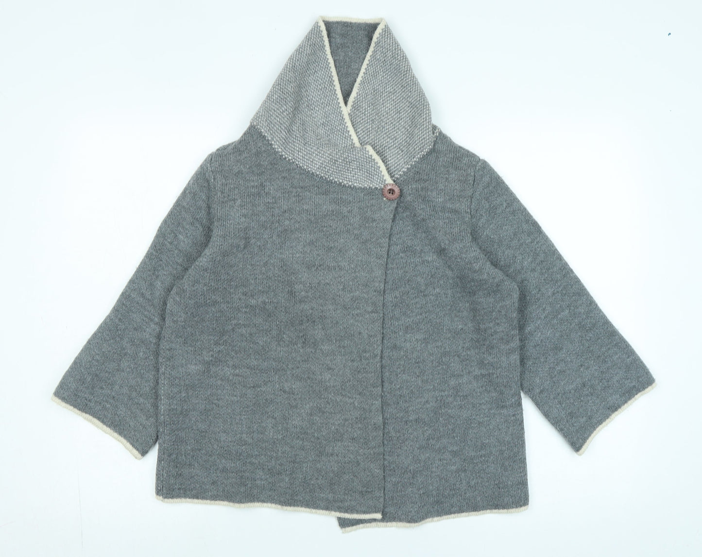 Yida Womens Grey Collared Acrylic Cardigan Jumper Size S - Logo