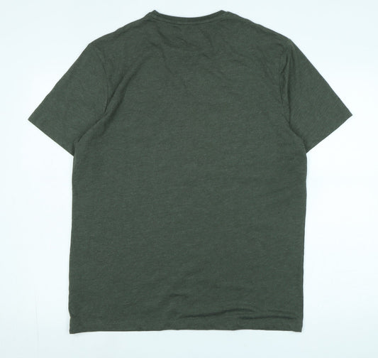Disney Mens Green Cotton T-Shirt Size L Crew Neck - Logo