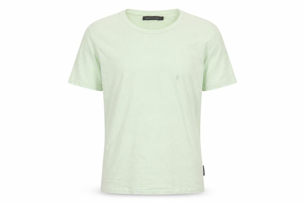 French Connection Mens Green Cotton T-Shirt Size S Crew Neck - Logo, Embroidered