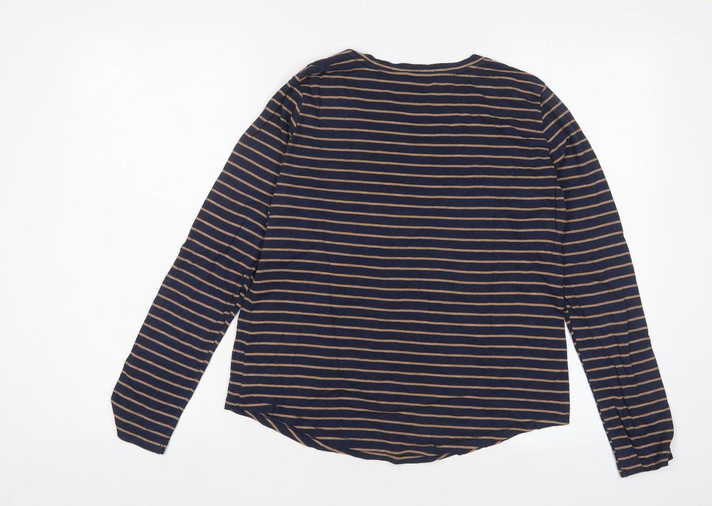 Sonoma Womens Blue Striped Cotton Basic T-Shirt Size S V-Neck