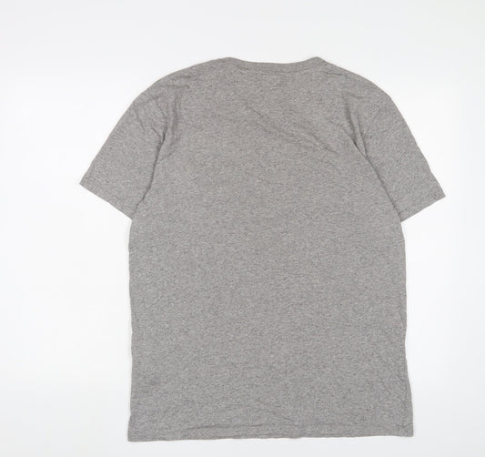 Levi's Mens Grey Cotton T-Shirt Size M Crew Neck - Logo, Embroidered