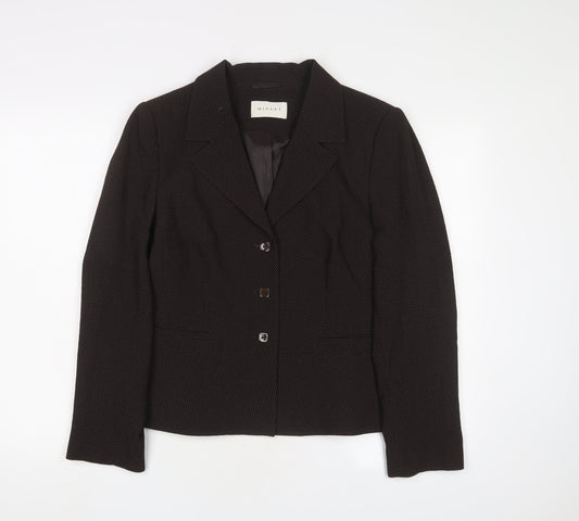 MINUET Womens Brown Polka Dot Jacket Blazer Size 14 Button