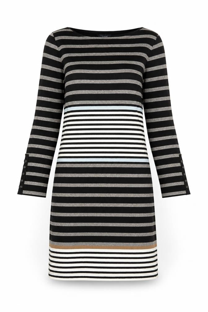 Hatley Womens Black Striped Cotton Shift Size XS Boat Neck Pullover