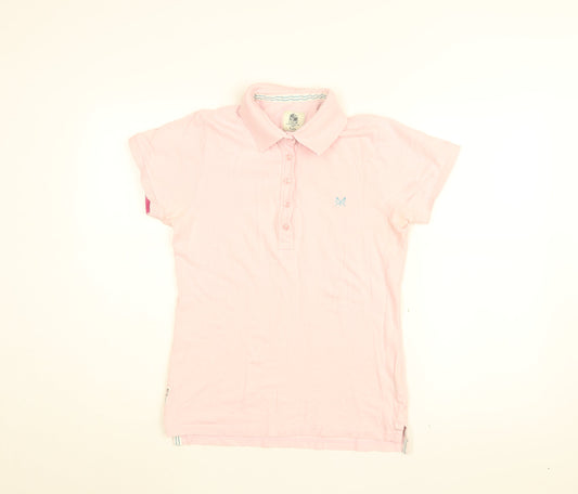 Crew Clothing Company Womens Pink Cotton Basic T-Shirt Size 12 Collared